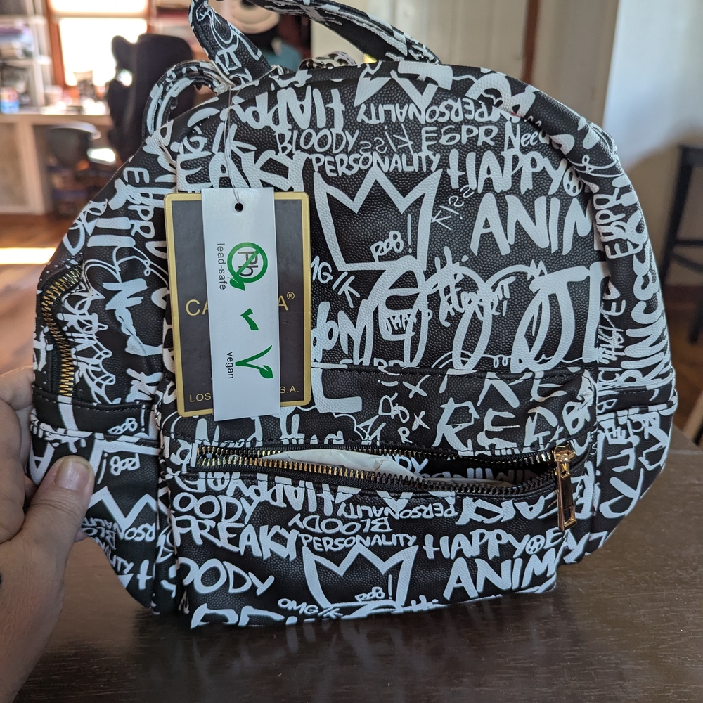 Black and White Graphic Backpack